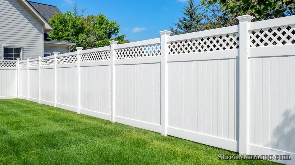 White Vinyl Fence with Decorative Top